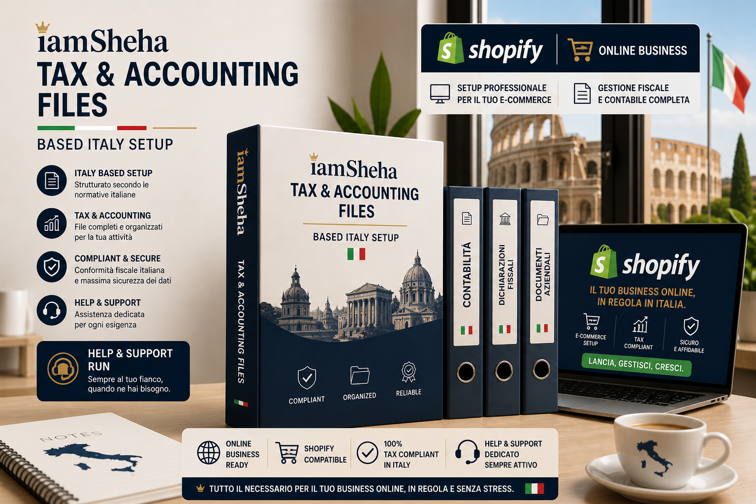 IamSheha Tax & Accounting Files for Italy | Shopify & Online Business Setup Support